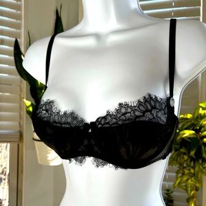 Ann Summer Black Eyelash Lace Balcony Bra 32C